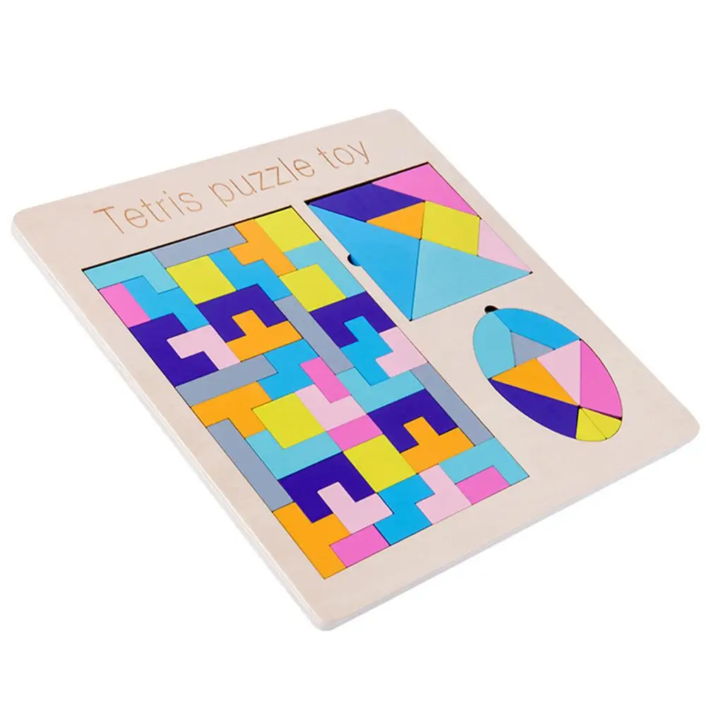 324988 Деревянный Tangram головоломка игрушки тетрис игра Монтессори развивающая детская игрушка обучающие Игрушки Tangram для девочек и мальчиков - Цвет: 324988