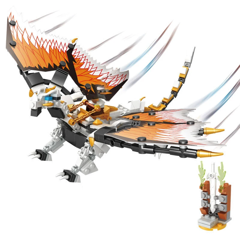 

Phantom Ninja Series Dragon Mecha Knight Flying Sky Fighting Dragon Model Building Blocks Bricks Classic Movie Kids Toys Gift