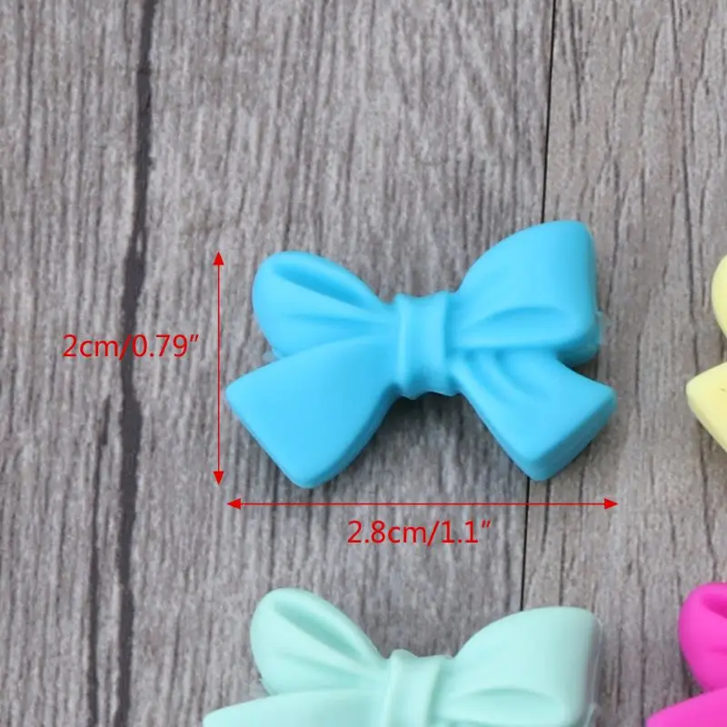 

5pcs Mini Silicone Bow Small Tie Beads For Teething Holes DIY Beads BPA Free Silicone Beads Baby Teether