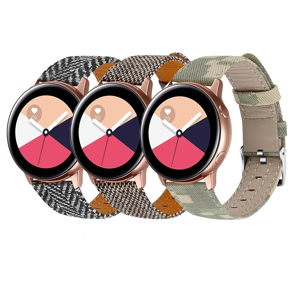 Для samsung Galaxy Watch Active 2 ремешок 20 мм нейлоновый джинсовый Холст Натуральная кожа