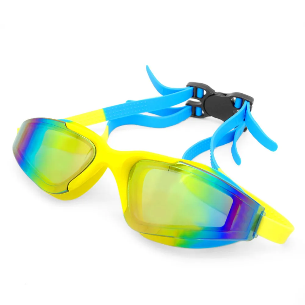 style 4 blue yellow YFXcreate HD водонепроницаемые очки для плавания противотуманные очки и анти-УФ Взрослые плавательные очки в большой оправе 200-1004 - Цвет: style 4 blue yellow