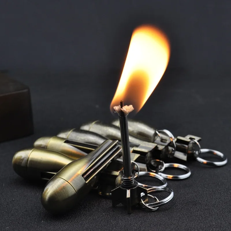 

Kerosene Match Lighter Personality Metal Missile Keychain Pendant Open Flame Cigarette Lighter Men's Small Gift