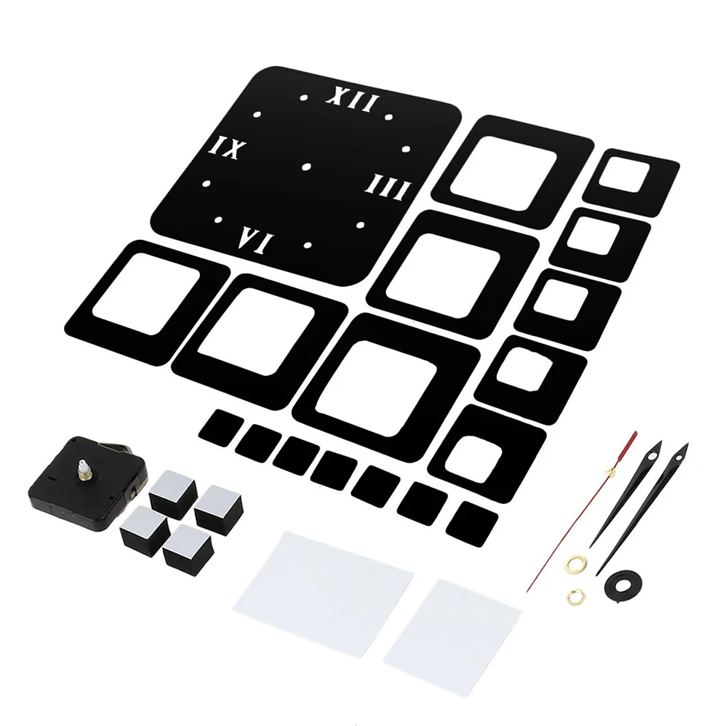 

3D Acrylic Wall Clock Squares Quartz Mirror Wall Stickers Modern DIY Stickers