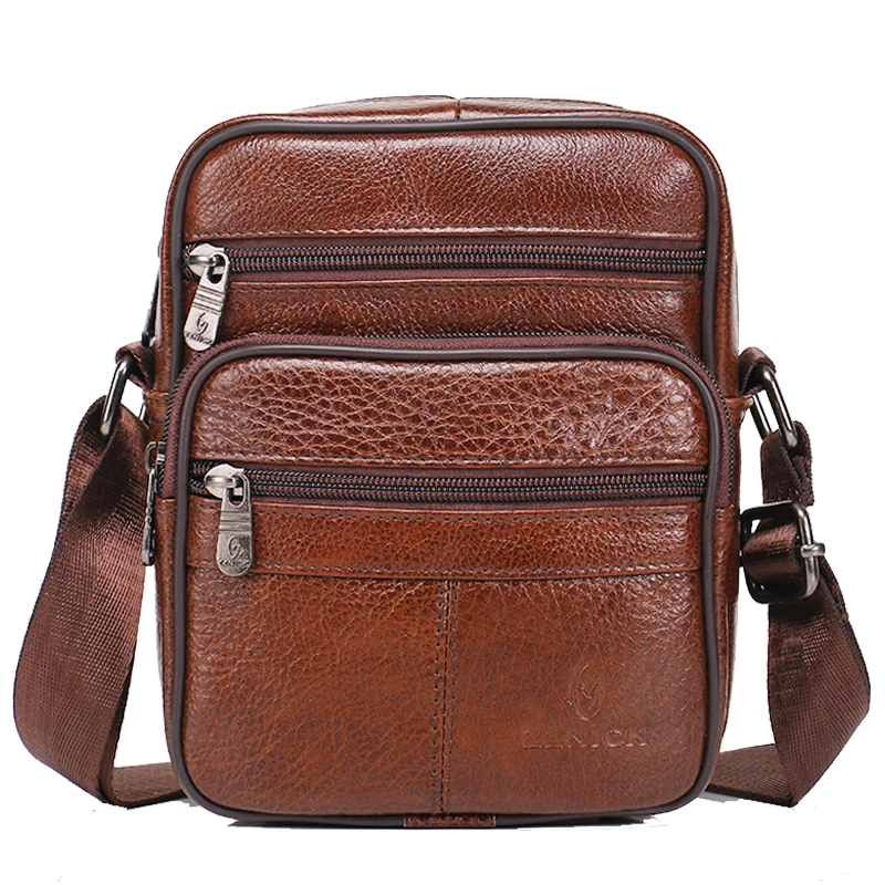 Genuine Leather Men Messenger Bags Designer Handbags High Quality Men's Bag Cowhide Male Shoulder Cross Body Bag for Man zznick