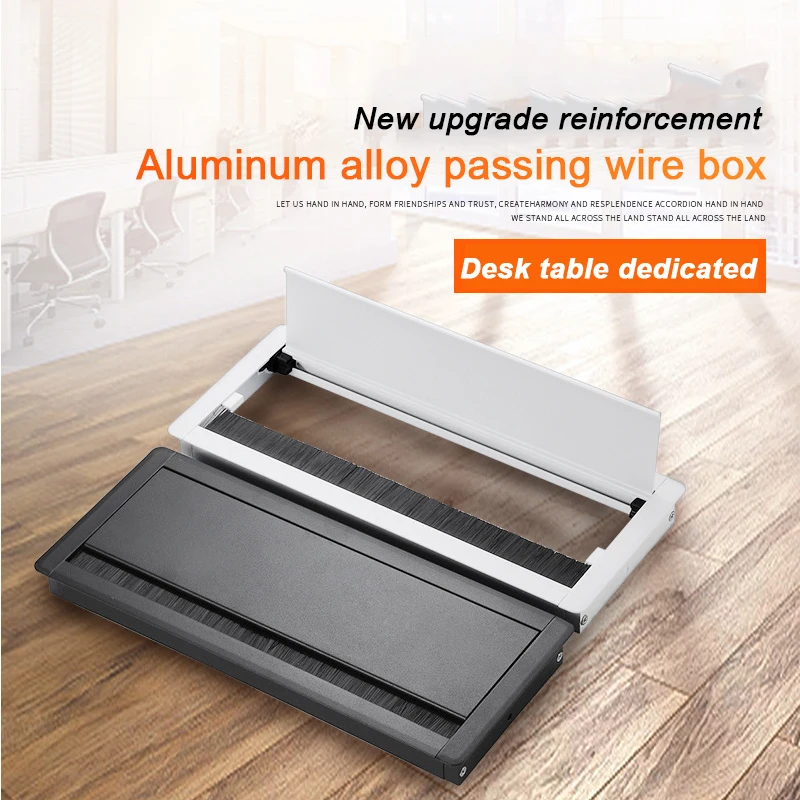 

Aluminium Alloy Desk Grommet Wire Organizer PC Computer Table Cable Tidy Outlet Hole Cover Port Surface With Brush Line Box