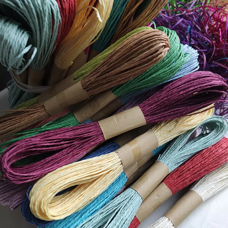 30 м в посылка двусторонняя цветная бумажная веревка из рафии для детского сада