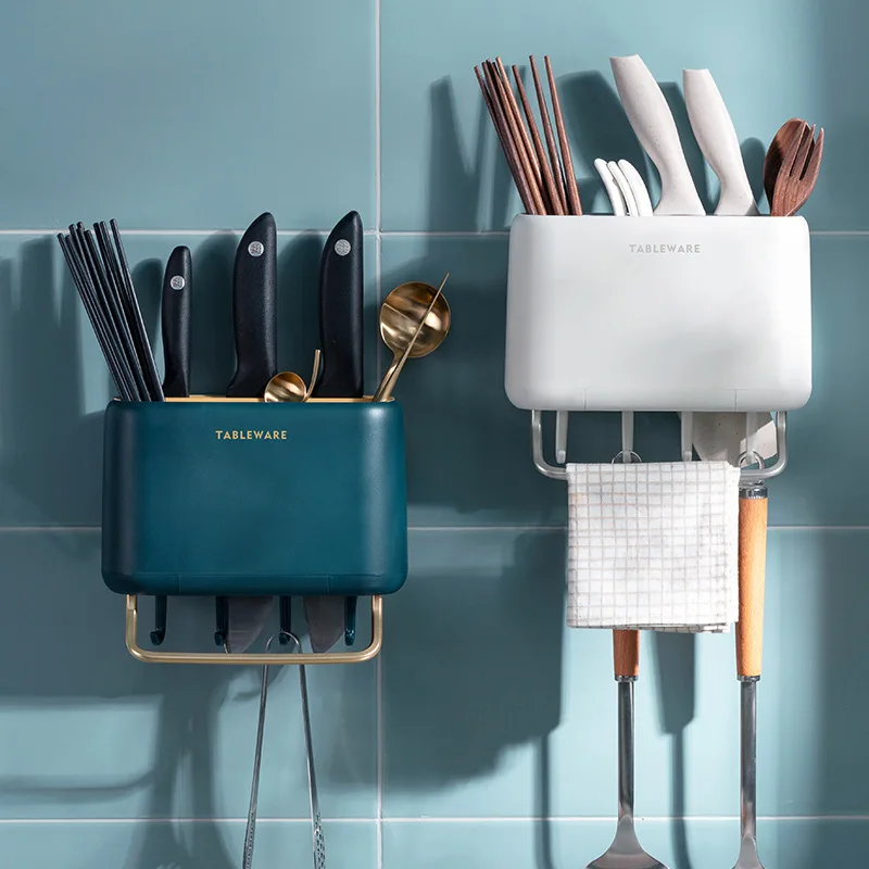 

Kitchen Storage Holder Spoon Fork Chopstick Tableware Organizer Wall Mounted Cutlery Rack Knife Holder Shelf Kitchen Accessories