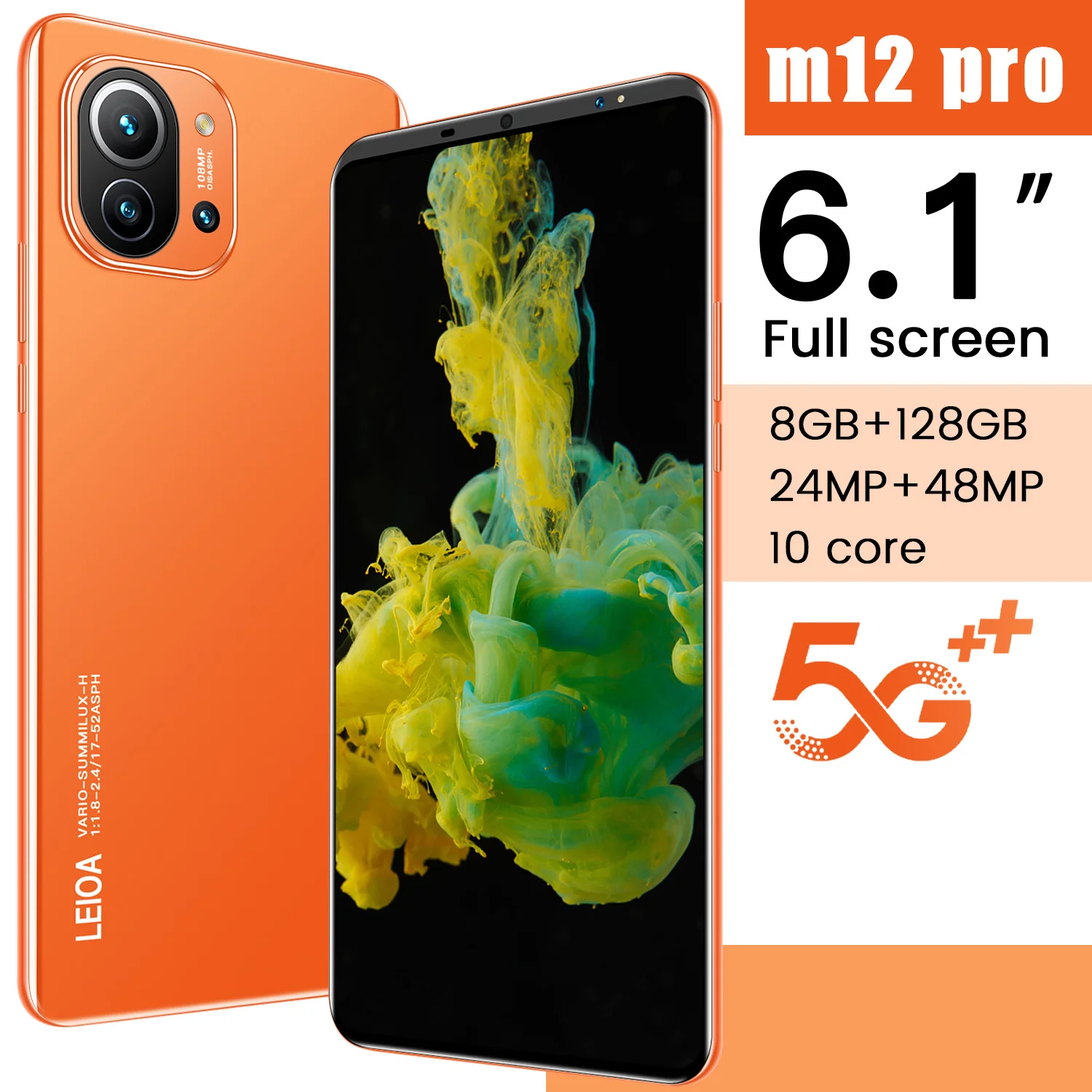 

M12 Pro 6.1 Inch 4800mAh 10 Core 24+48MP Fingerprint Unlock Andriod 10.0 Mobile Phone 8+128GB Dual SIM Smartphones MTK6595