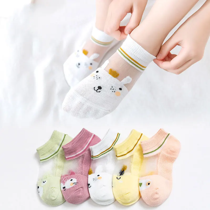 Носки детские сетчатые ярких цветов тонкие дышащие Мультяшные для новорожденных