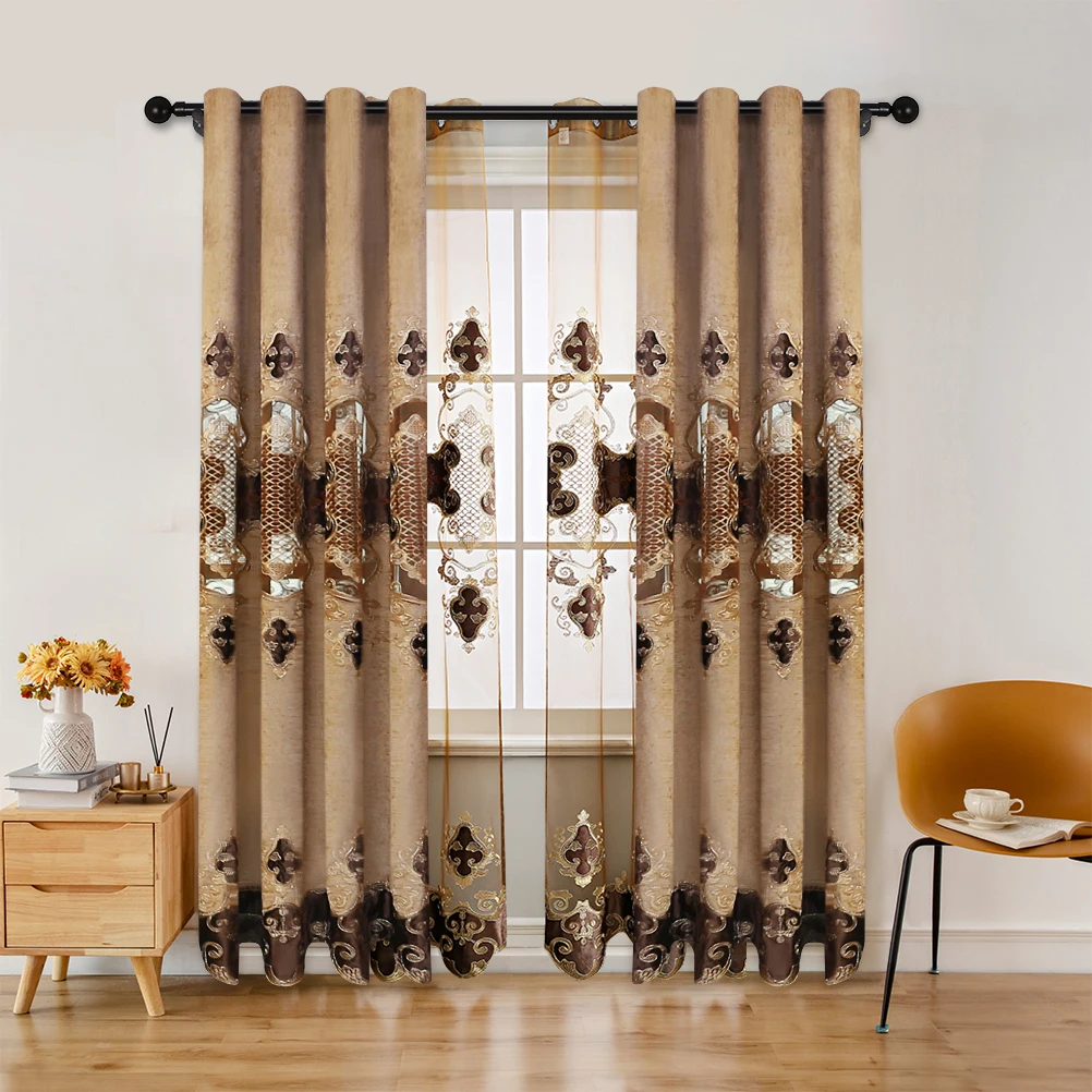 

ELKCA European Luxury Curtains for Living Room Sheer Elegant Room Curtains for Window Treatments Home Decoration Modern Tulle