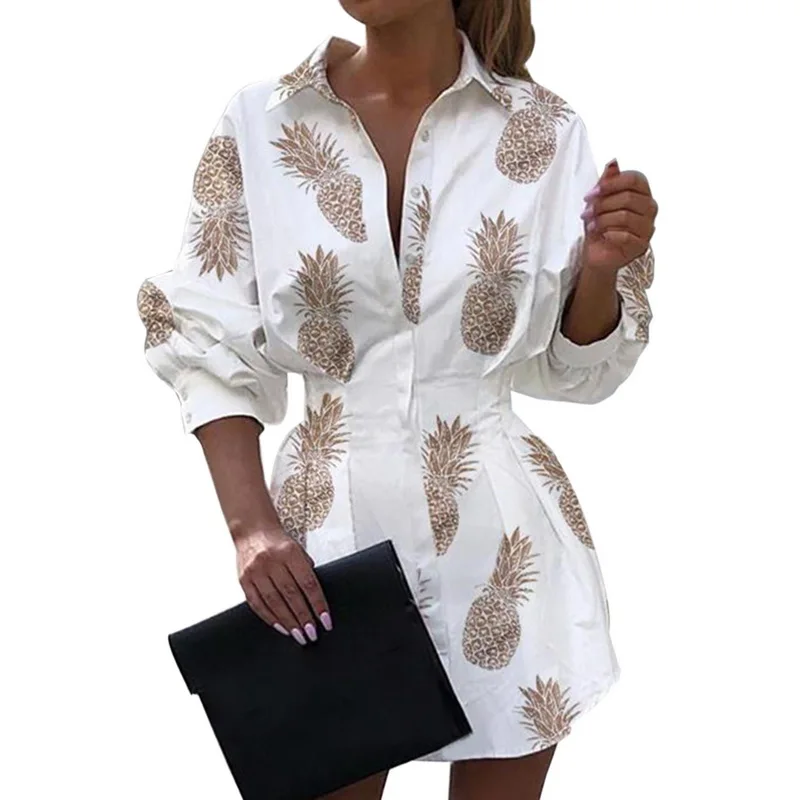 Женская Длинная блузка с буквенным принтом шикарная рубашка V образным вырезом и