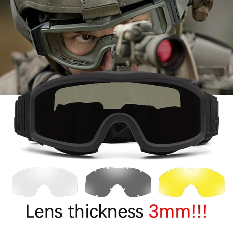 

Military Tactical Goggles Windproof Airsoft Paintball Glasses Men's War Game Glasses Camping Hiking Sand Prevention UV400