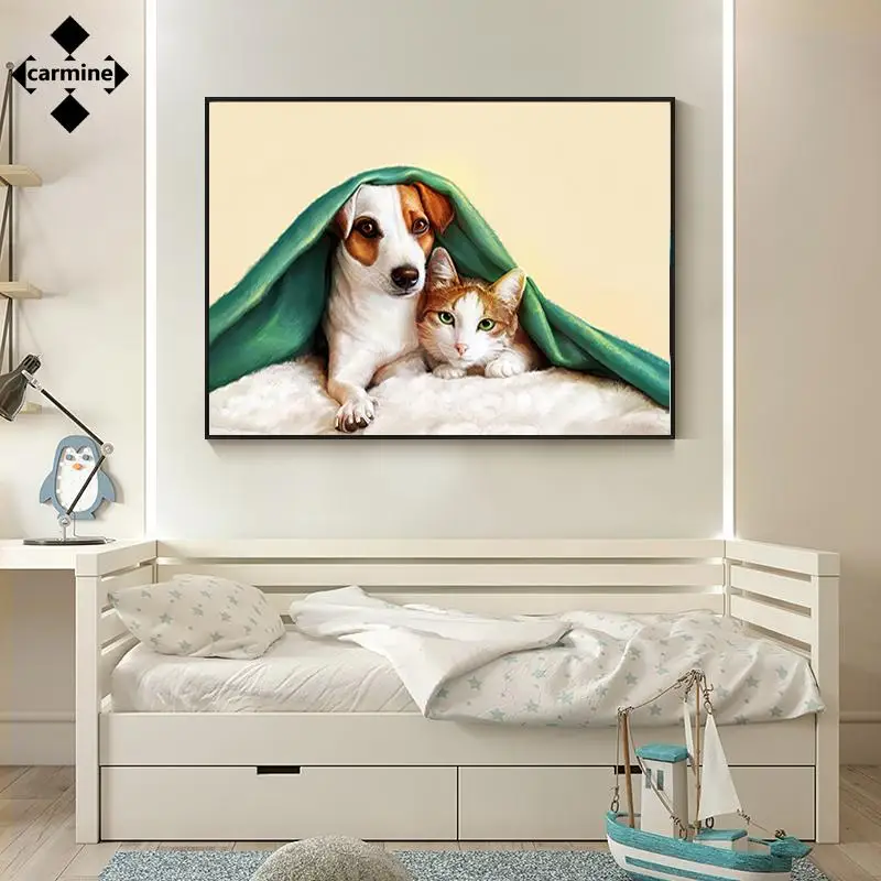 

Cute Animal Canvas Painting Modern Style Wall Art Posters and Prints Cat Dog Printing Picture for Living Room Bedroom Decoration