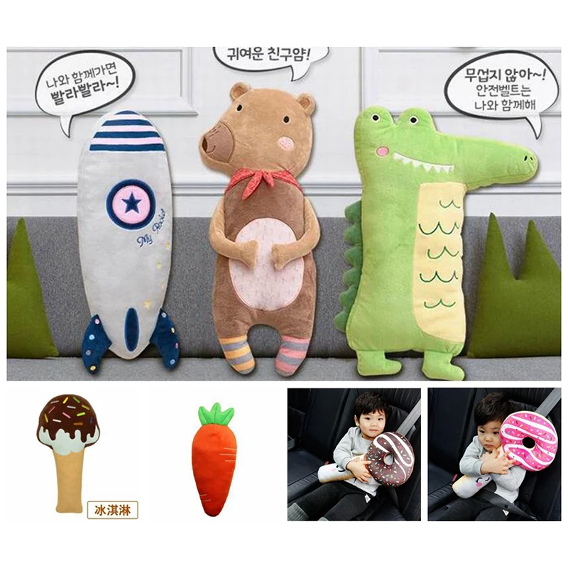 

Korean ice cream car safety belt cover donut chocolate bar carrot children's auto seat belts sleeping pillows for kids toys