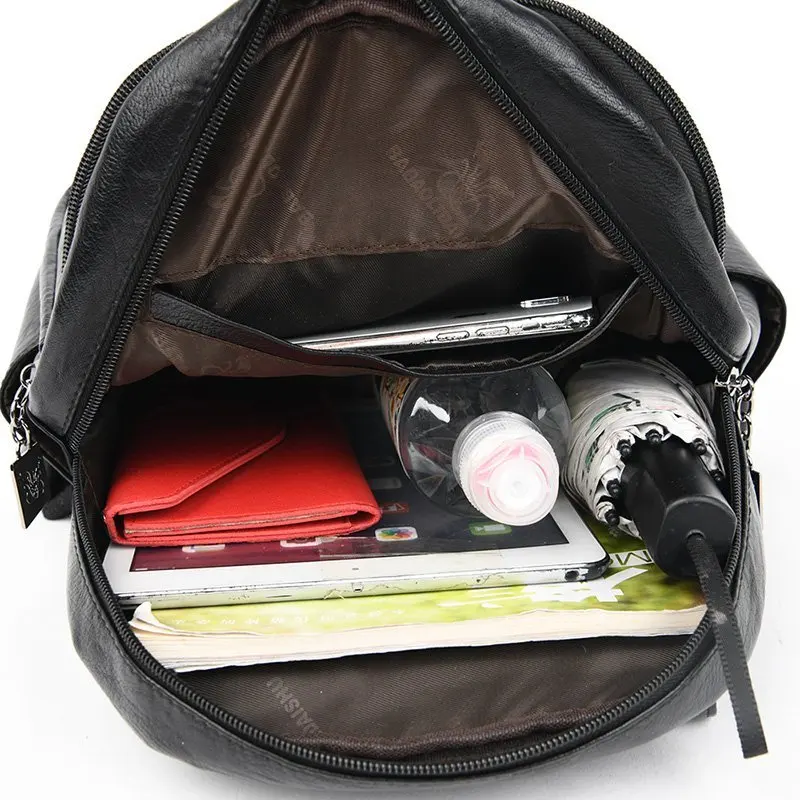 

Women's Backpack Summer New Fashion Simple Large Capacity High-Quality Pu Leather Designer Female Bag Common Packages For Travel