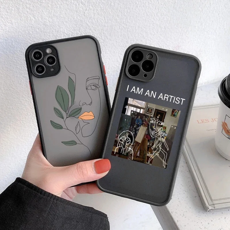 Art Line Painting Phone Case For iPhone 7 8 Plus 13 11 14 Pro Max Clear Luxury Portrait Coque For iPhone 12 13 Mini XS Max XR X 