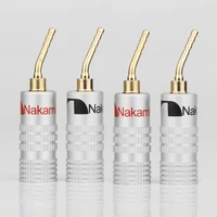 8pcs banana plug nakamichi gold plated speaker cable pin angel wire screws lock connector for musical hifi audio