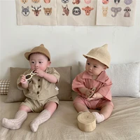 Newborn Baby Summer New Clothes Set Infant Boy Fashion Loose Breathable Shirt   Toddler Girl Fashion Solid Thin Shorts 2pcs