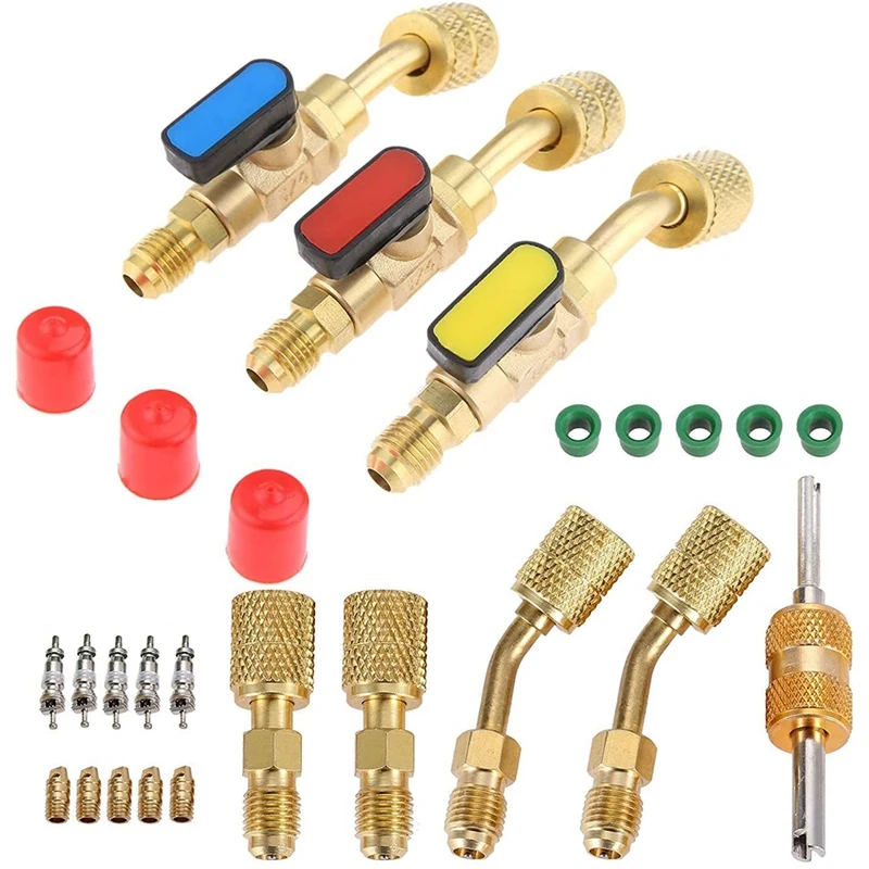 

R410A Adapter for Mini Split System, Charging Vacuum Port Adapter, 5/16 Female 1/4 Male Flare, R134A Hose Gaskets