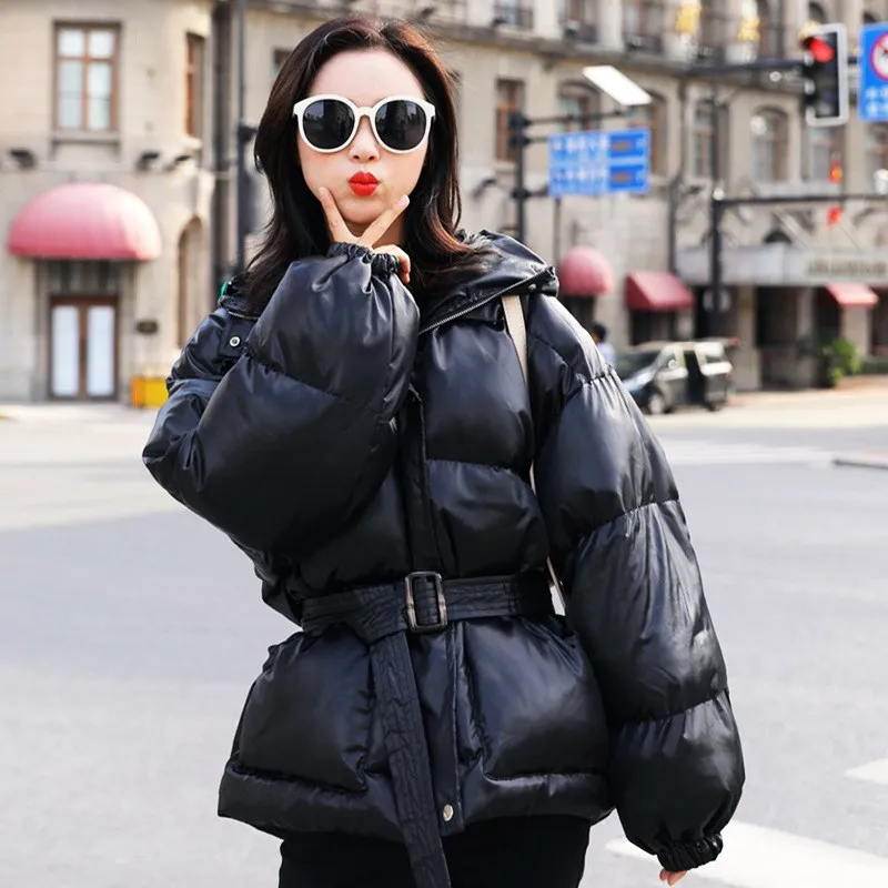 2019 зимняя женская теплая утолщенная куртка короткая тонкая парка с капюшоном
