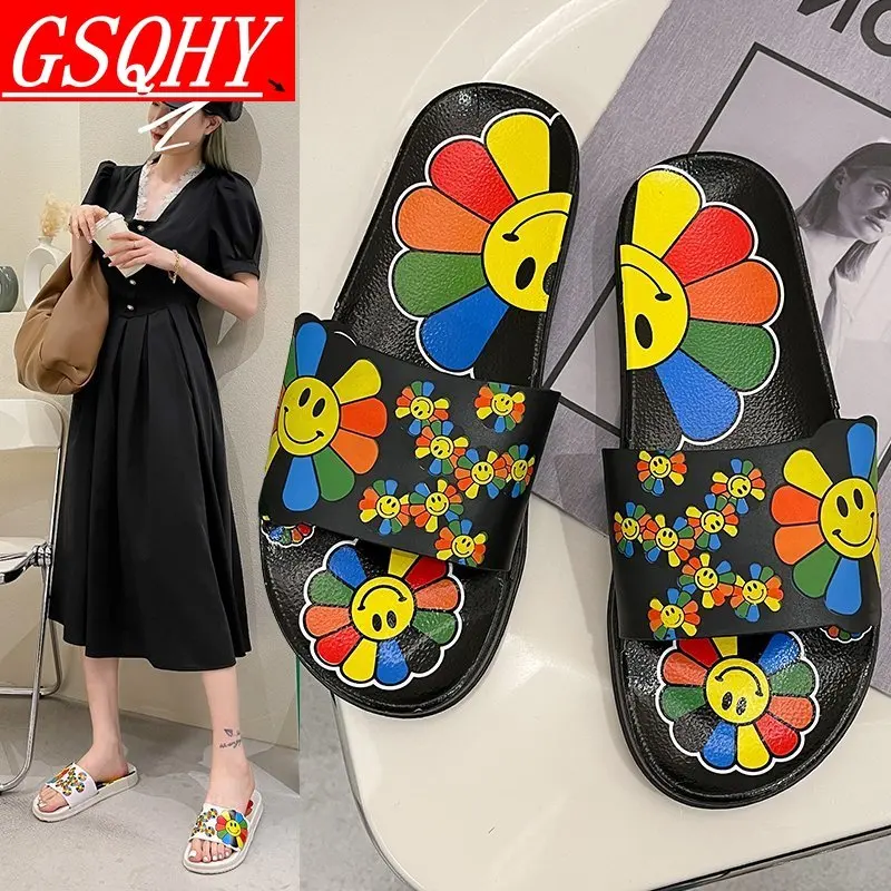 

Slippers for Women Summer Sunflower SunFloral Sliders Beach Sandals Female Indoor Flip Flops Ladies Soft Slides Shoes