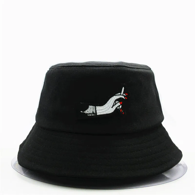 

The gesture embroidery cotton Bucket Hat Fisherman Hat outdoor travel hat Sun Cap Hats for kid men Women 298