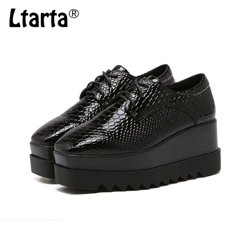 LTARTA/Новые лакированные кожаные туфли из губчатого материала Женские низкие