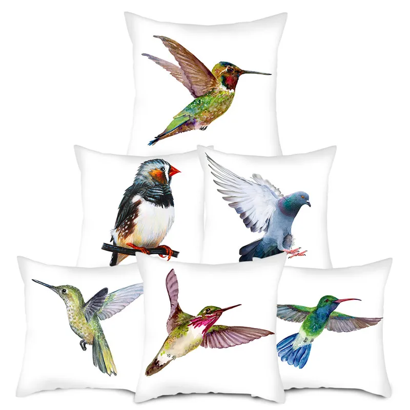 Чехол на подушку Fuwatacchi Woodpecker с принтом совы попугая птиц наволочка животными из