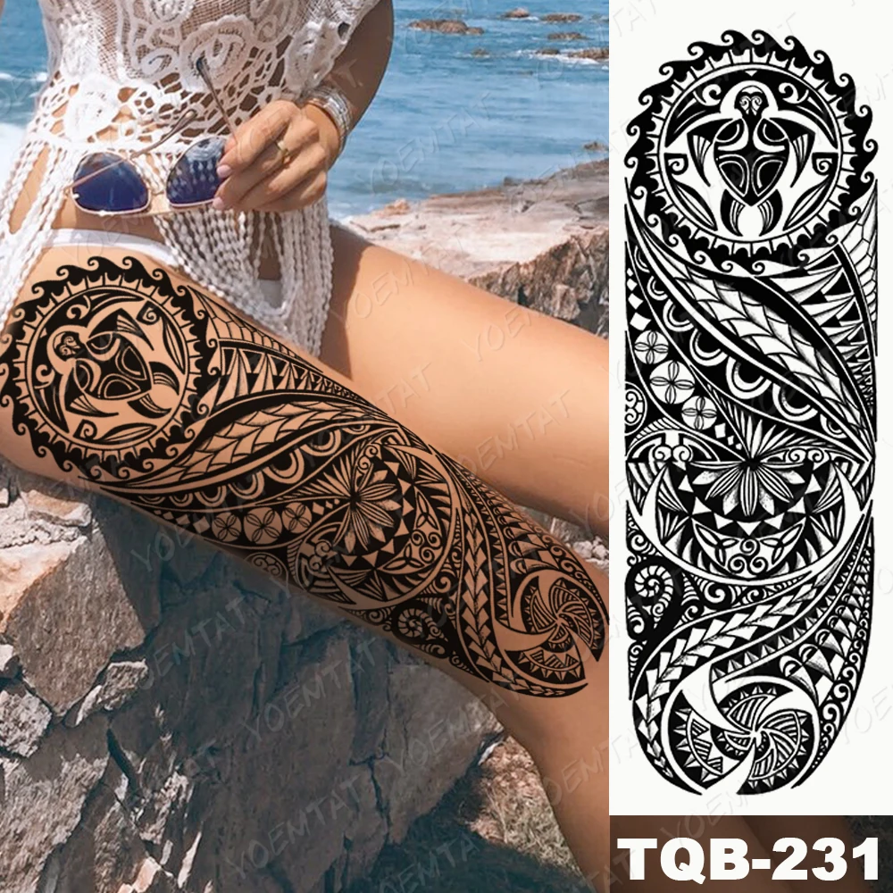 

Waterproof Temporary Full Arm Tattoo Sticker Egyptian Grim Reaper Kobold Totem Flash Tatoo Man Body Art Fake Sleeve Tatto Female