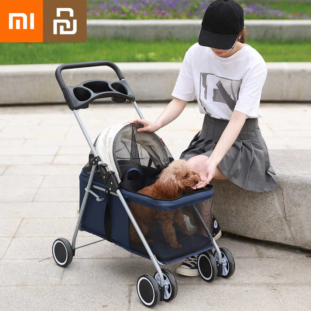 

Xiaomi Folding Pet Stroller Portable Dogs Cats Cart Outdoor Travel Gear Go Out Comfortable Breathable Light Dog Car Pet Stroller