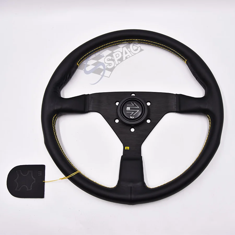 Универсальный гоночный руль из натуральной кожи 350 мм | Рулевые колеса и ступицы