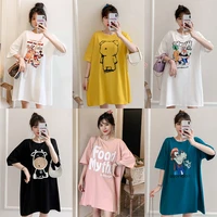 tx cartoon printed cotton maternity tees summer casual large size loose t shirt clothes for pregnant women pregnancy long tops