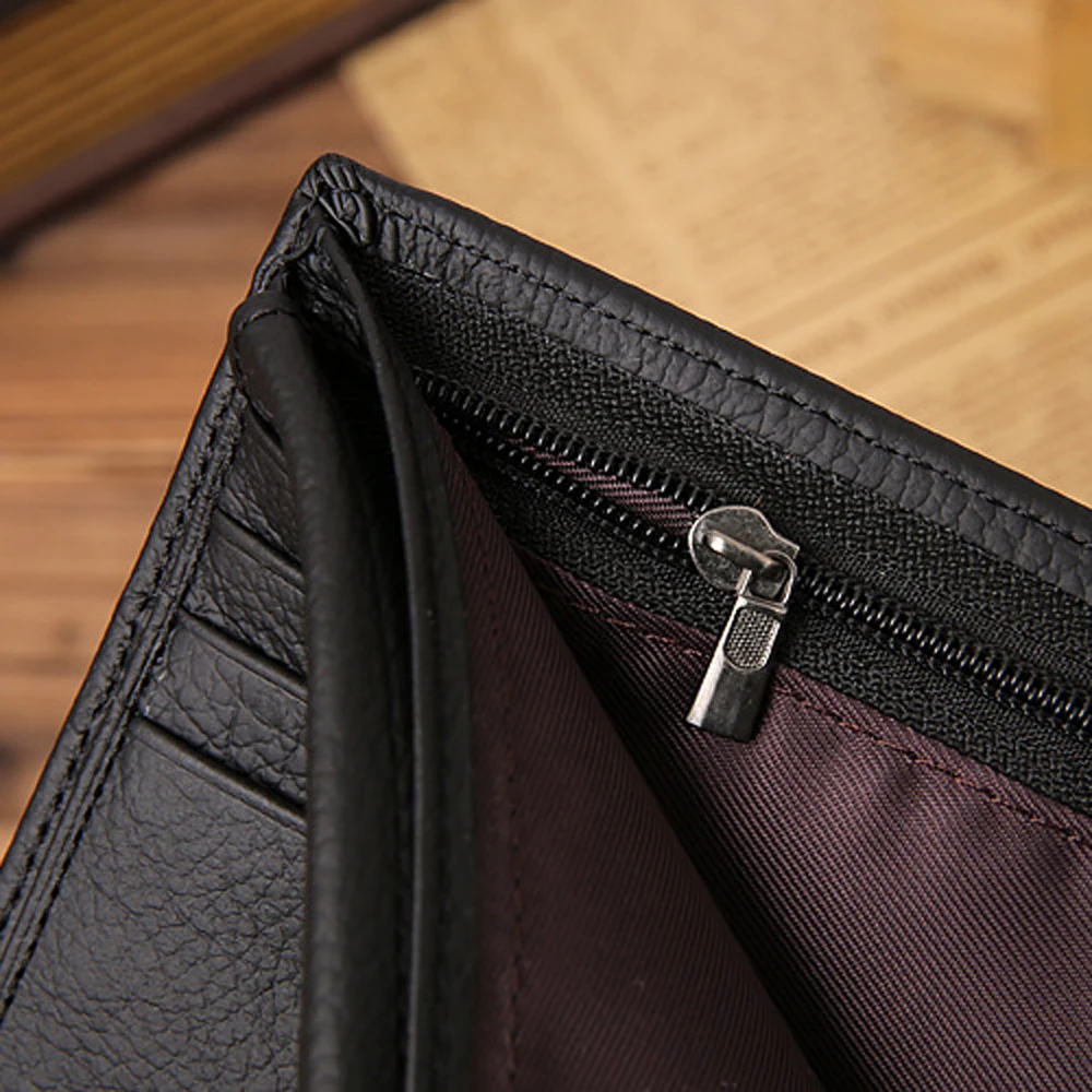 Роскошный кошелек из 100% натуральной кожи модный короткий двойной мужской
