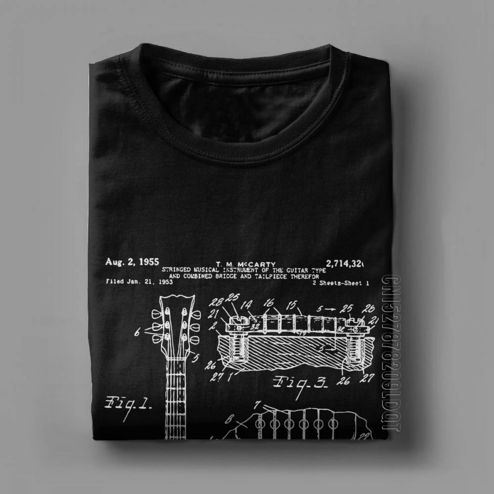 patent akustische elektrische gitarre musik männer t shirt verrückte 100 baumwolle kurzen ärmeln grund tees crew neck t shirt druck top