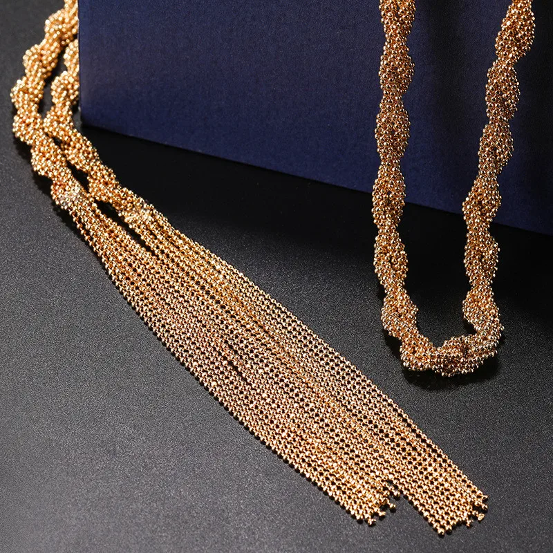 YD&ampYDBZ Gold Color Bead Pearl Weave Long Necklace For Ladies Luxurious Sweater Chain Pendant Choker 2021 Costume Jewelry - купить по