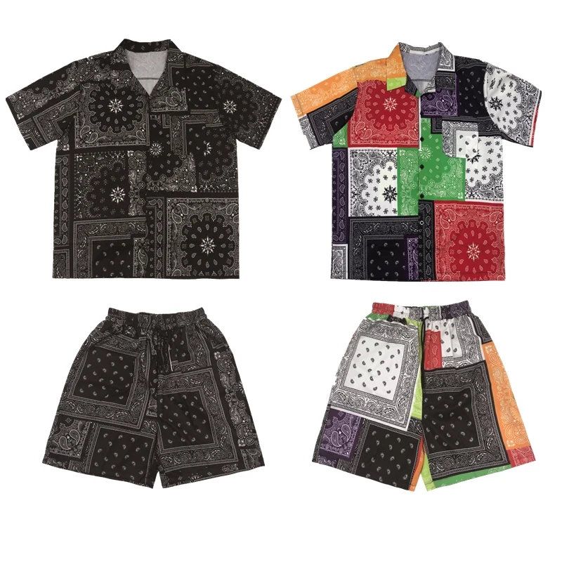 

Street Dance Cashew Shirts Full Print Retro Male and Female Hip-hop Loose Shirts