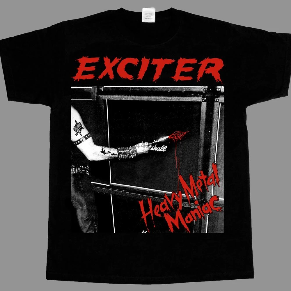 Новинка черная футболка exciter из тяжелого металла maniac83 с коротким рукавом |