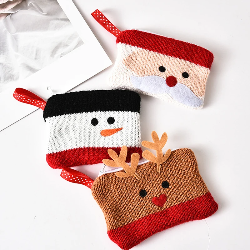 

Christmas Deer Wallet Portable Zip Coin Purse Cute Cartoon Animal Money Bag Card Holder Mini Bags Earphone Keychain Storage