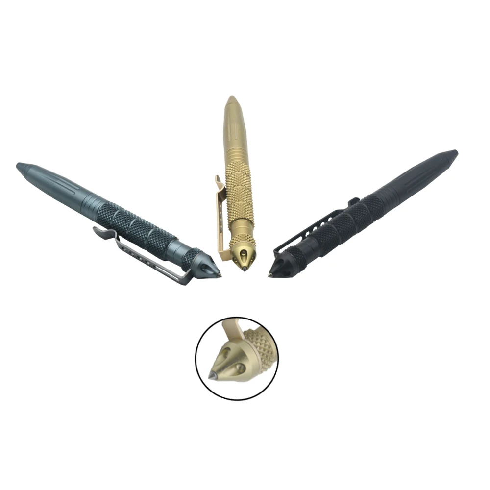 

2021 Defence Tactical Pen Pocket Aluminum Anti skid Military Pen Tungsten steel head Self Pen Glass Breaker Survival Kit Pens