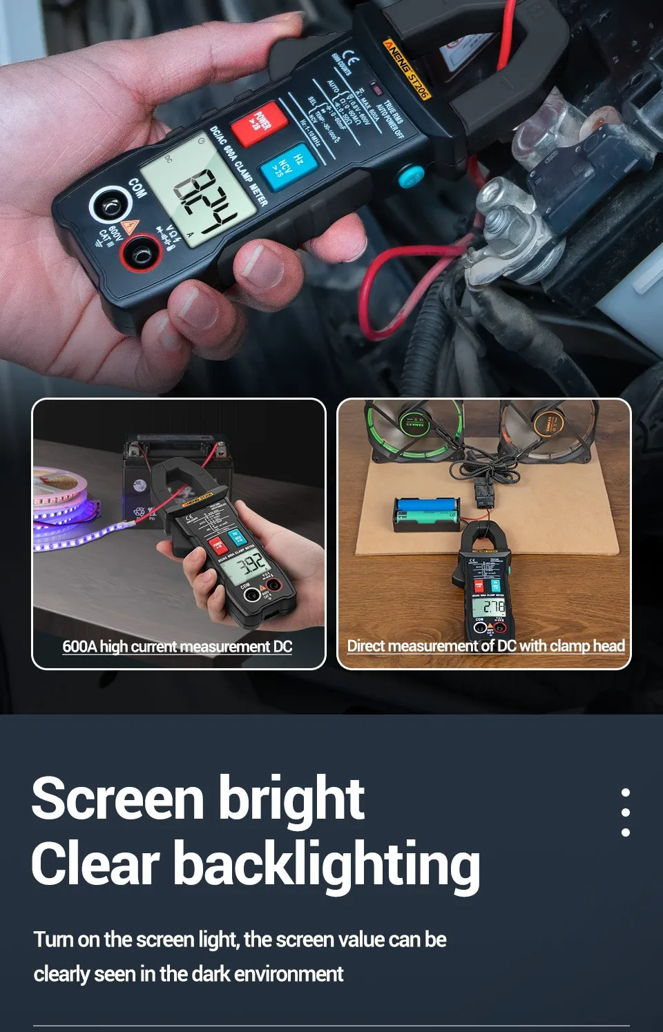 

High Quality Clamp Meter ST206 Clamp Meter Tools Measuring Tool Clamp Meter Tool Voltage Resistance Tester Measuring Tools Alica