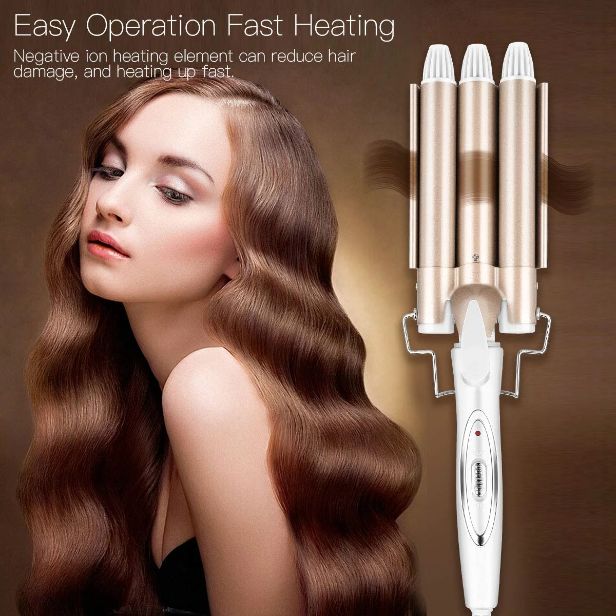 

3 Barrel Curling Iron Wand Professional Tourmaline Ceramic Fast Heating 1 Inch Hair Waver Curler Hair Waving Styling Tools