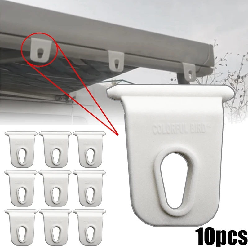 

10Pcs Universal White RV Awning Hook Hanging Clothes Party Light Holder for Caravan Camper Outdoor Camping