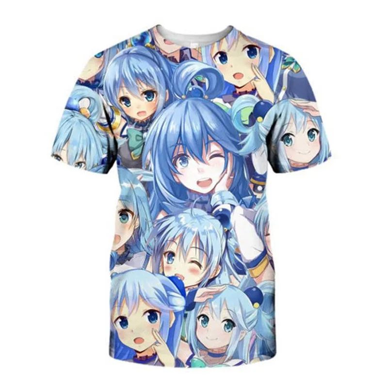 

Kono Subarashii Sekai Ni Shukufuku O! Konosuba Men Summer T-shirt Cosplay Megumin Aqua T Shirts Tops Tees