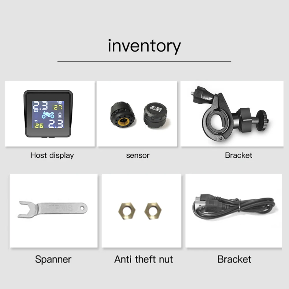 

Motorcycle TPMS Tyre Pressure Monitoring System USB Solar Power Digital Auto Security Alarm Systems Motor Tire Pressure Warning