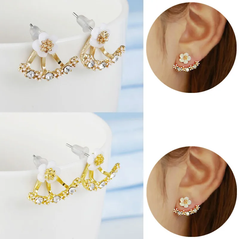 Маленькие серьги гвоздики с ромашками и цветами фианитом противоаллергические