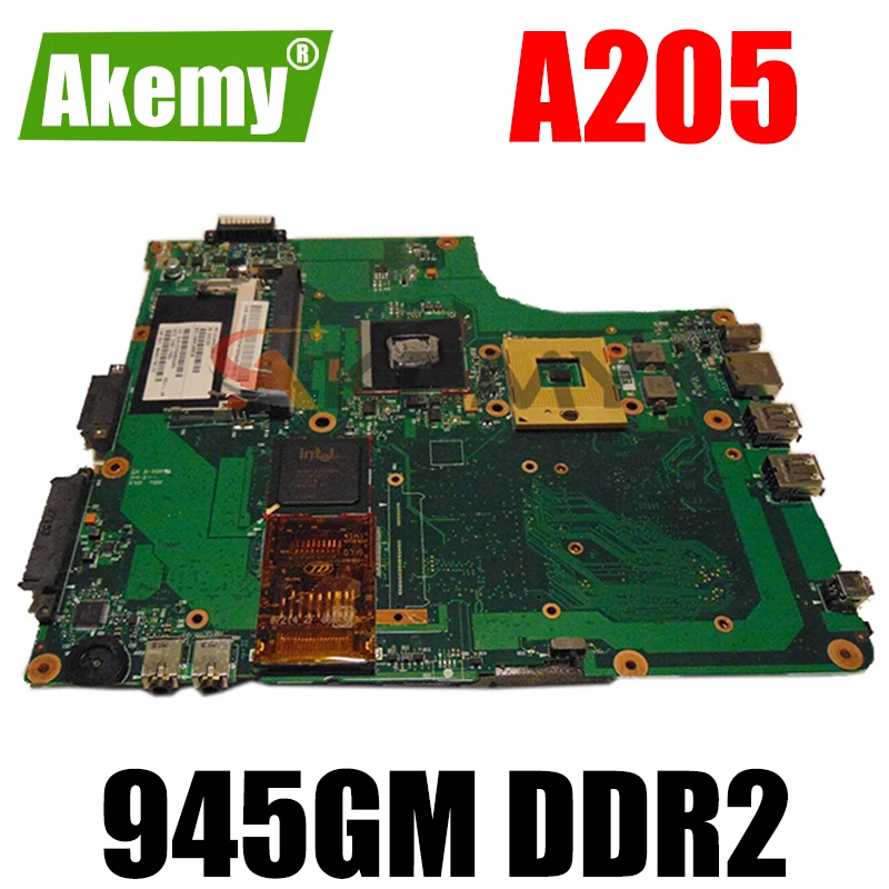 

AKEMY 6050A2120801-MB-A02 V000108030 для Toshiba Satellite A205 A205-S5825 Материнская плата ноутбука Бесплатная процессор 945GM DDR2
