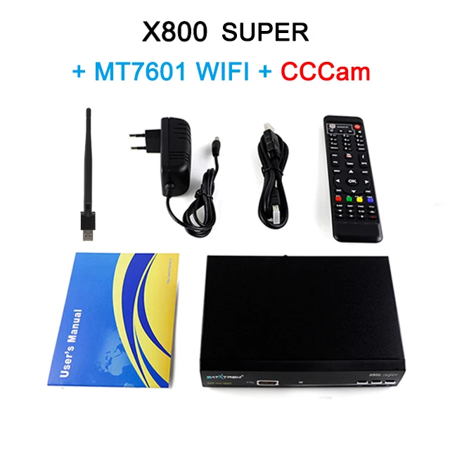 SATXTREM X800 Super dvb s2 спутниковый ресивер cccam испанско-португальский 8 Клайн для 1 года Европа рецептор MPEG4 HD приставка для цифрового тв с wifi MT7601 - Цвет: With Cccam Lines