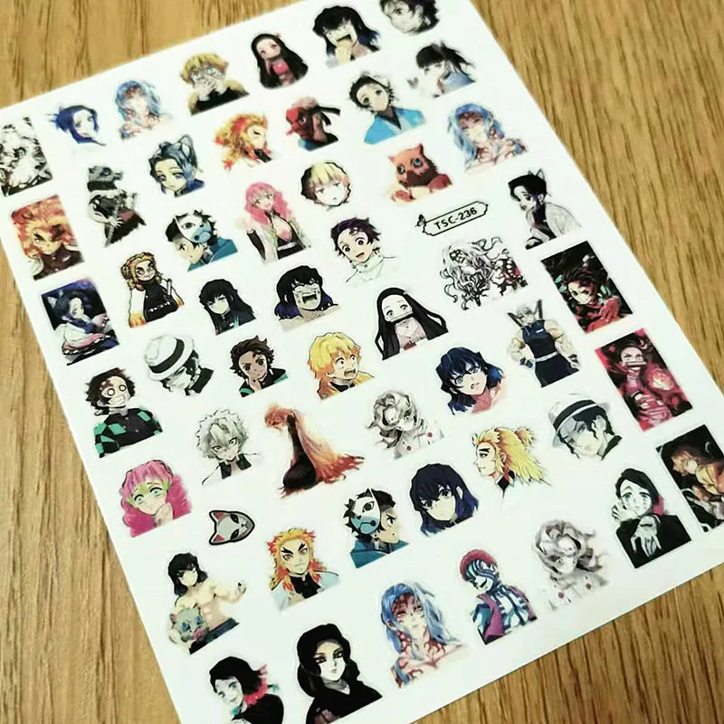 

3D Demon Slayer Anime Design Decal Stamping DIY Decoration Tool Back Glue Self Adhesive Nail Stickers TSC 236 218