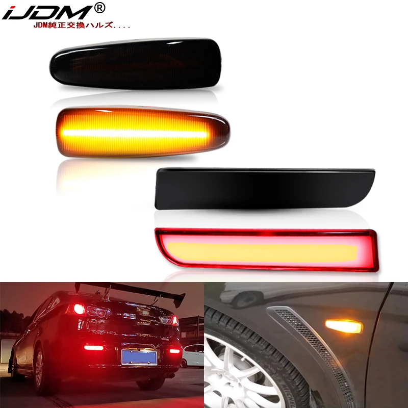 

Amber For Mitsubishi Lancer Evo X Mirage Outlander Side Marker Light Turn Signal &Red Bumper Reflector Tail/Brake,Rear Fog Lamps