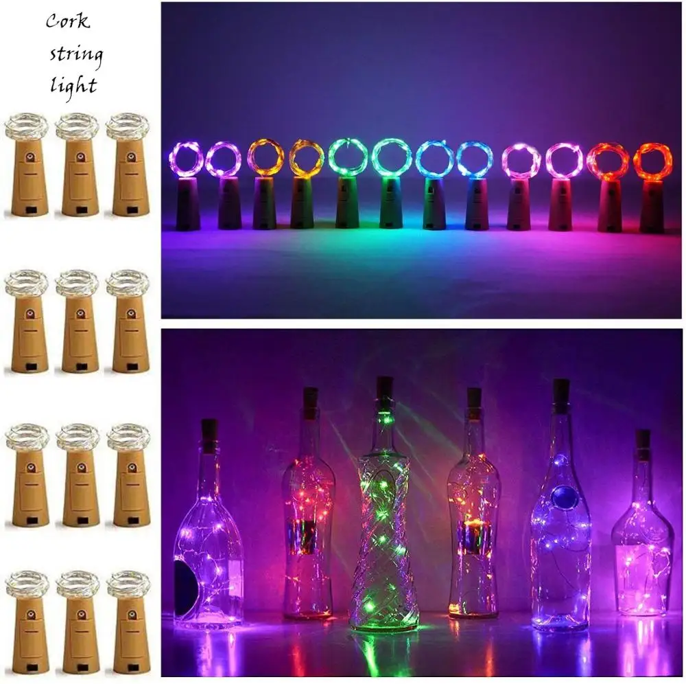 Светильники в форме винных бутылок с пробковыми сказочными огнями работающими